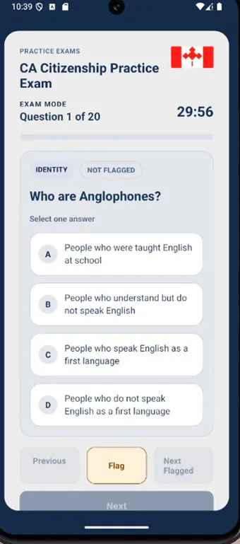 Canadian Citizenship Test 2026 Android app home screen